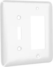 TayMac WRW-TR MTL 2 Gang Toggle Deco Wall Plate, White