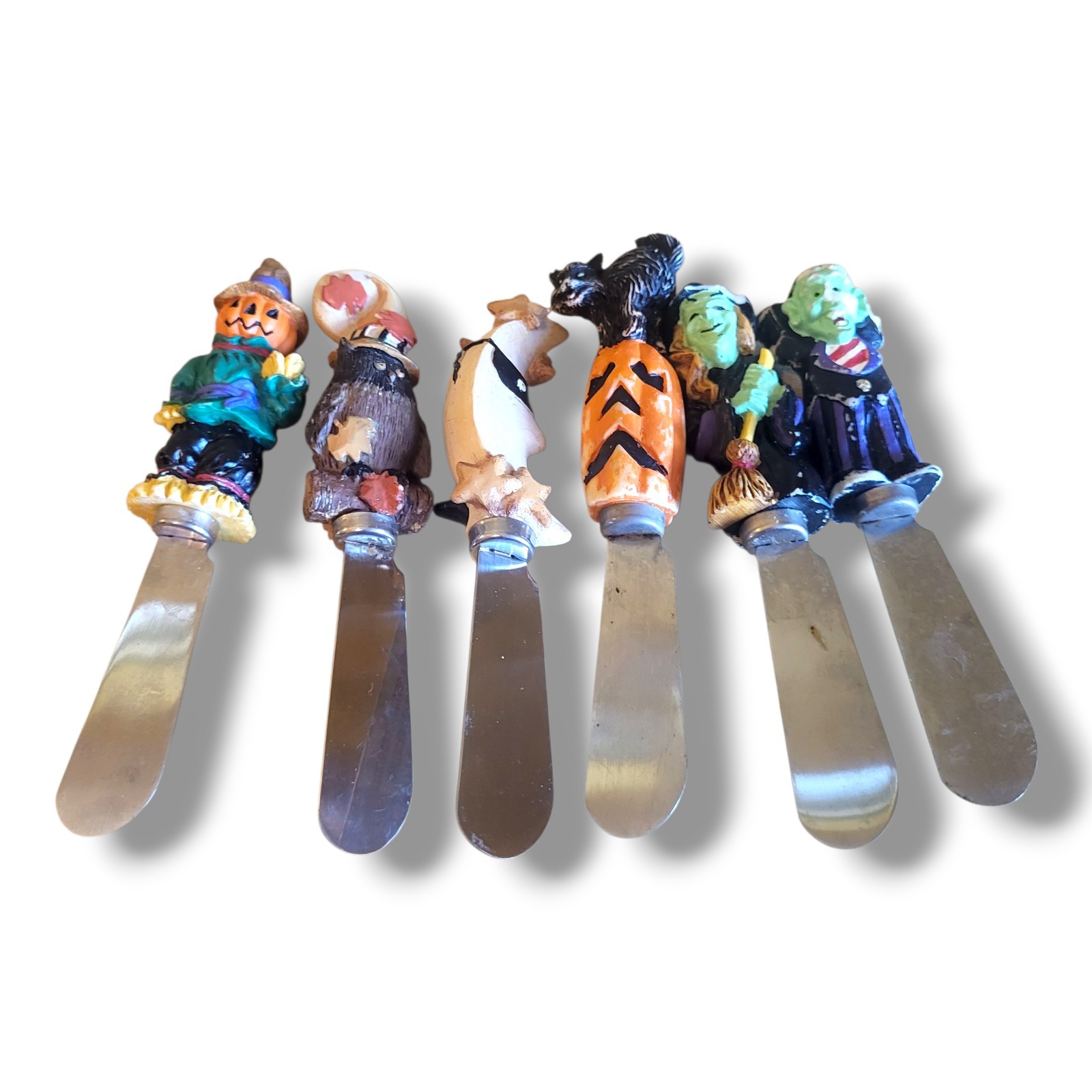 Set Of 6 Boston Warehouse Halloween Cheese Spreader Knives Vintage 