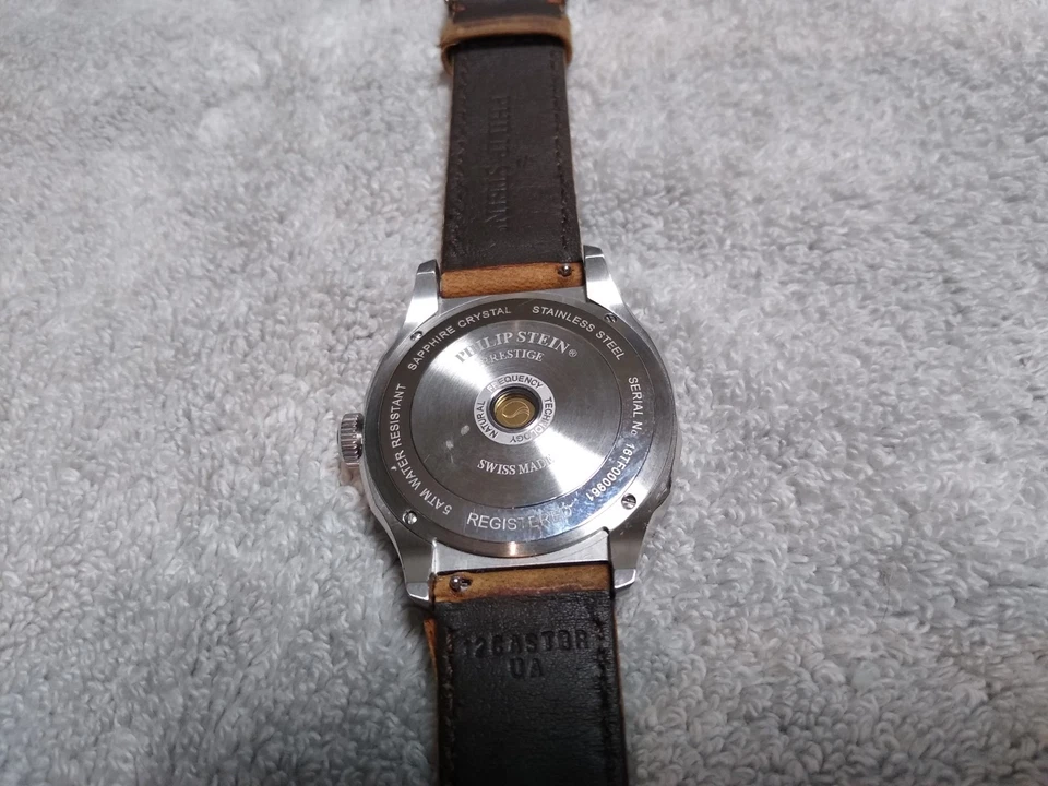 Philip Stein Prestige Cuarzo Suizo Acero 42mm Hombre Reloj Redondo Correa Cuero Foto 4 de 4