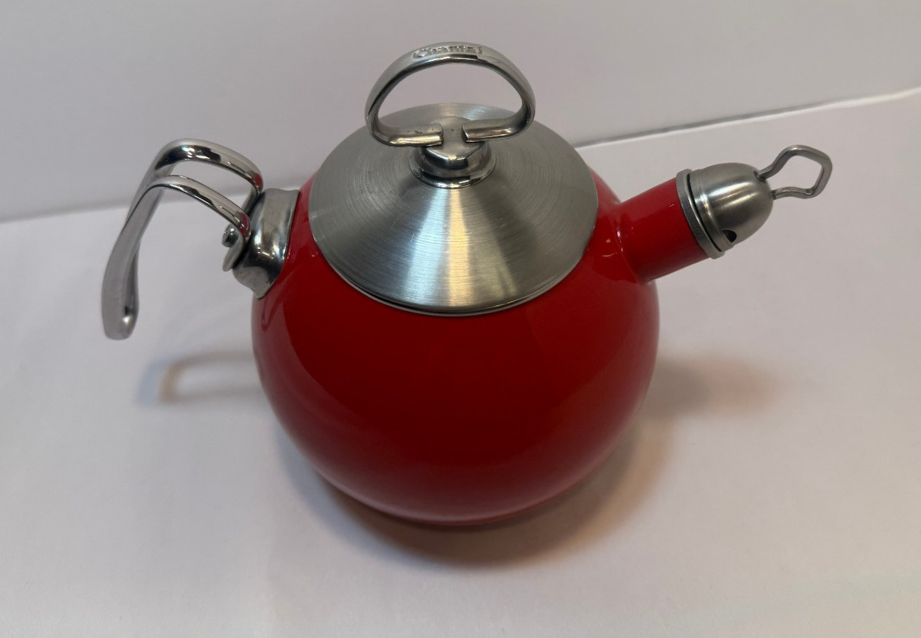 Chantal Small Red Enamel Whistling Tea Kettle Pot