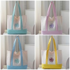Trader Joe's Canvas Tote Shopping Bag US LARGE Green BLUE Pink Yellow New FS