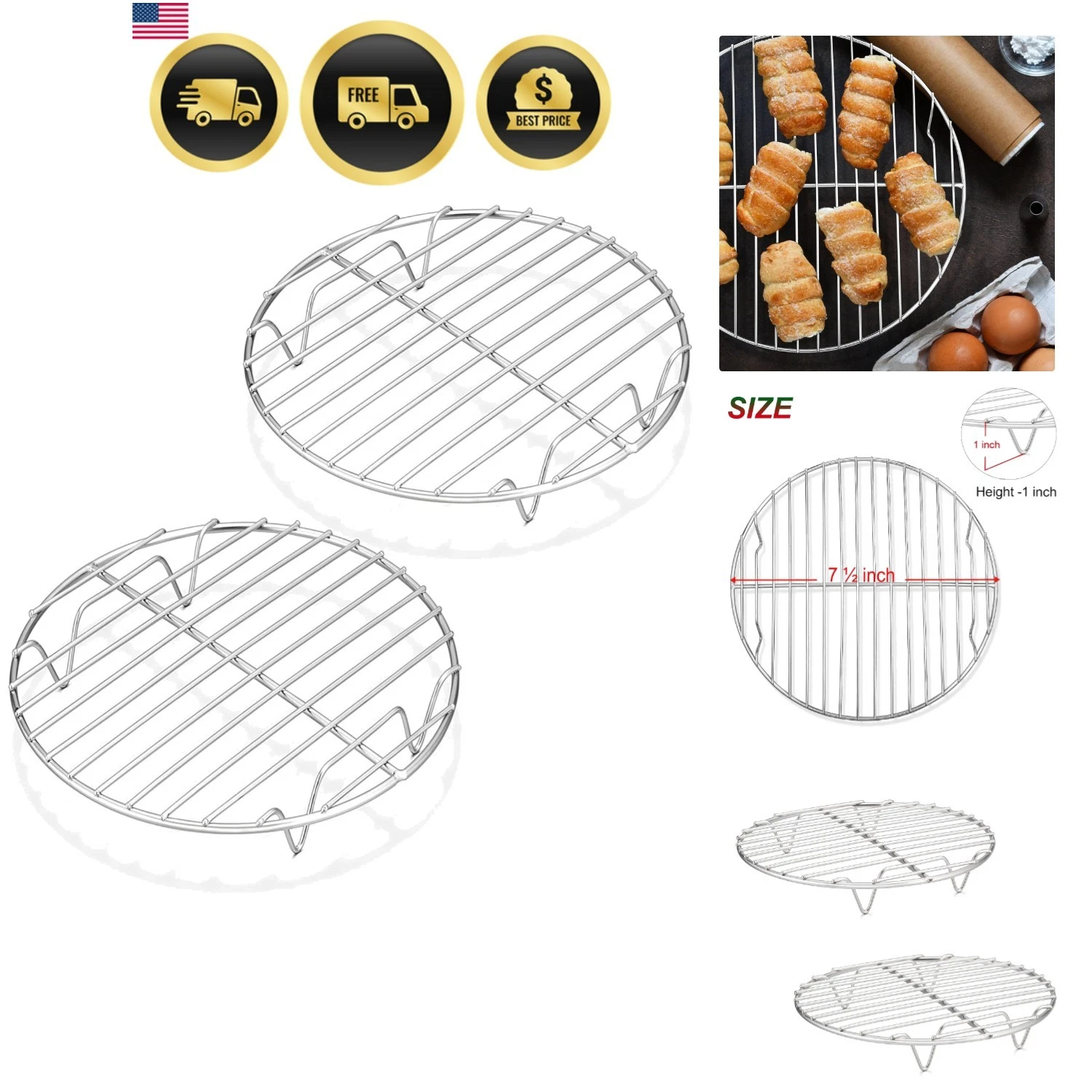 7½ Inch Cooking Rack Round, Stainless Steel Round Rack for Cooking Cooling St...
Opens in a new wind