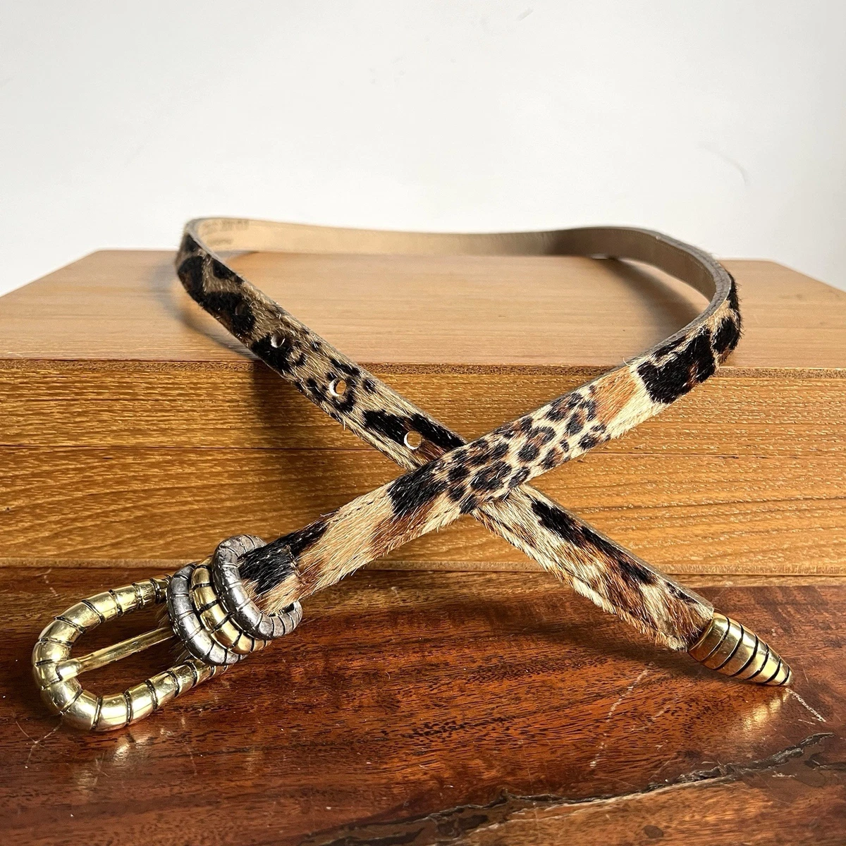 Skinny Leopard Print Belt with Logo Buckle, Adjustable Fit, Sizes S-XL Leopard Skinny Belts for Women for sale | eBay main image 4