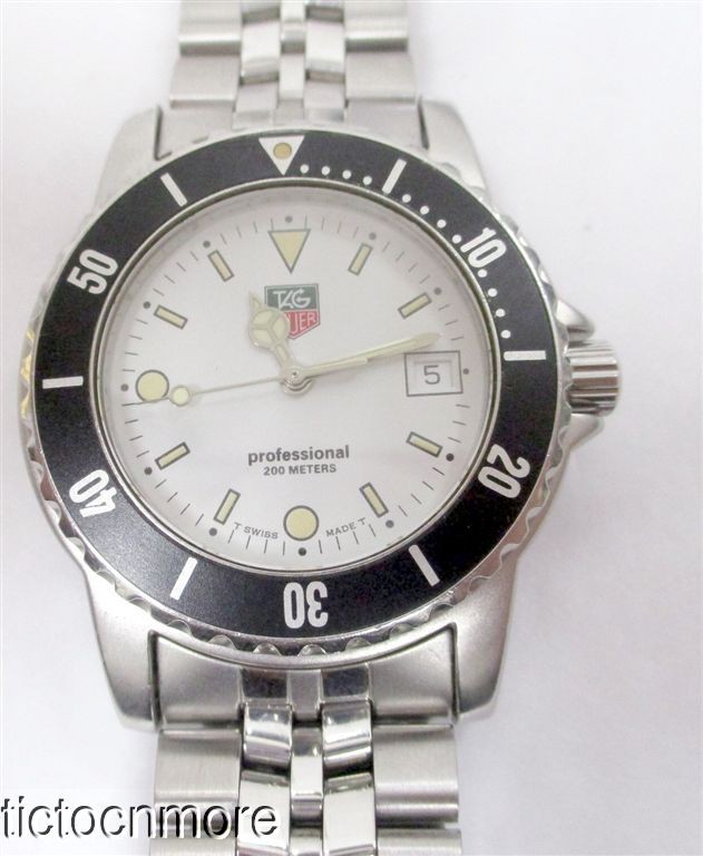 TAG HEUER PROFESSIONAL 200M DIVERS WATCH WD1213-00 WHITE GRANITE DIAL WORKS!!