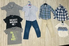  Lot Of 8  Boys Jeans  Shirts Size 4  5 Unisex Different Brands Blue Pre-owne