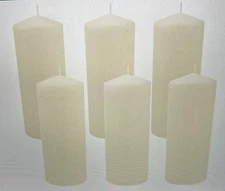 Stonebriar Ivory 3x8 Pillar Candles, 6-Pack - 80 Hour Burn Time Unscented