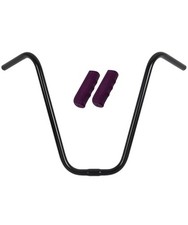 OG Lowrider Handlebar V 16" 25.4mm Black & Grips Cruiser 3760BN 115mm Purple