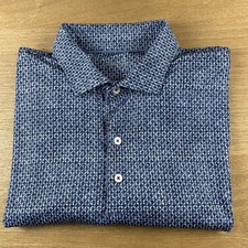 Johnnie O Polo Shirt Mens Large Performance Stretch Golf Abstract Geo AOP Blue