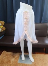  E21 VtgStyle 2XL/ElasticW.24-42" White Nylon Half Slip With Lace Trim Length27"