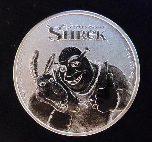 2021 Shrek Donkey Dreamworks Mint Rare Bullion-0.999 Silver 1 Oz Art Coin Round