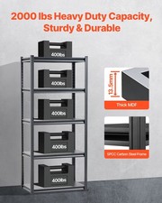 New Storage Shelves, 2000 lbs, 5 Tier Garage Storage Shelving, 18" D x 32" W x