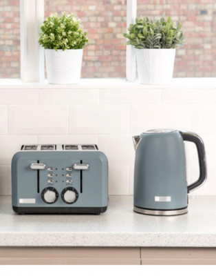 Haden Perth 1.7L Kettle & 4 Slice Toaster Set Kitchen Appliances - Grey