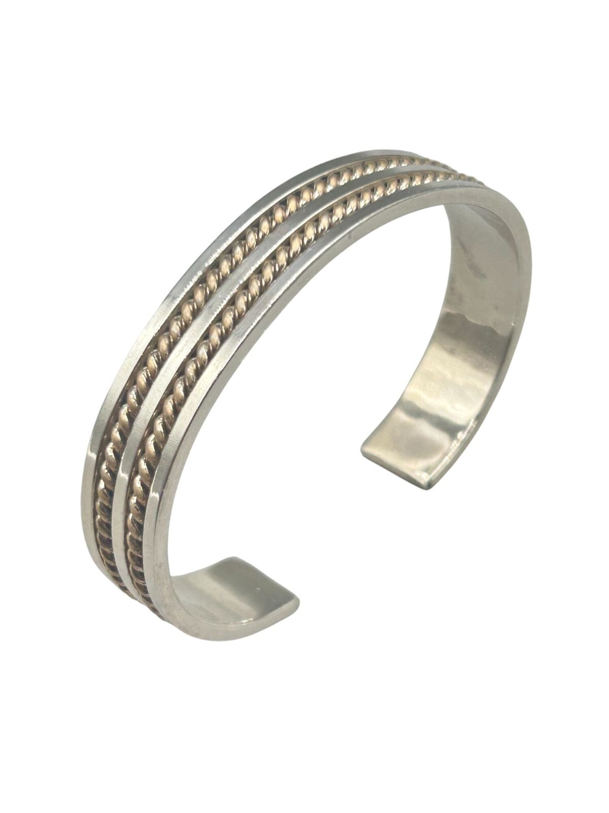 Solid STERLING SILVER Cuff Bracelet 925 OPS Signe… - image 1