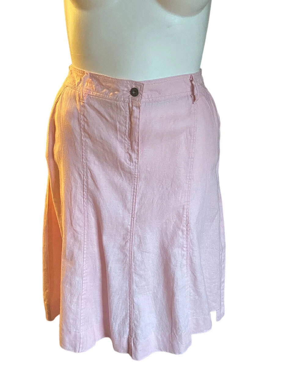 Tommy Hilfiger Linen Pleated Knee Length Skirt Size 14