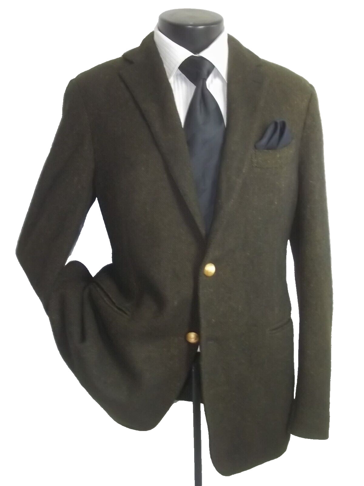 @Piombo Green Flake 2Button Side Vent Flannel Woo… - image 2