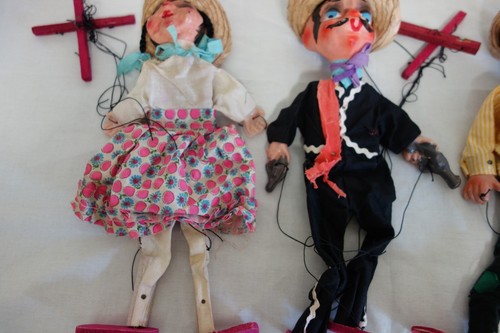 3 Vintage Handmade Puppet Mexican Folk Art Marionette Stringed Bandito Lady Bum - Picture 3 of 8