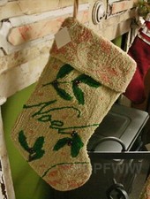 HTF Santa's Workshop Hooked Wool heirloom Christmas Stocking - Noel NEW