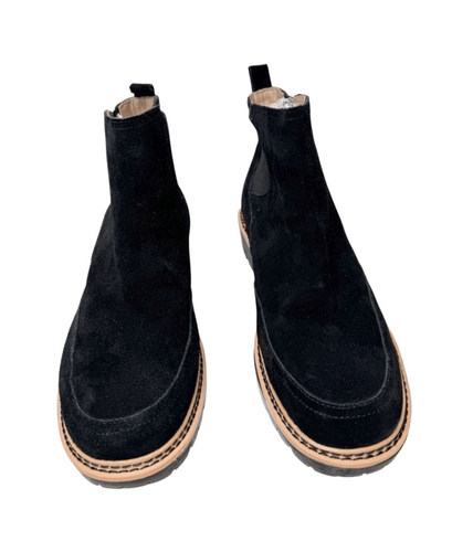 Me too Chelsea Boot Size 8 Black Suede Leather Pull On Style Block Heel NEW - Picture 3 of 9