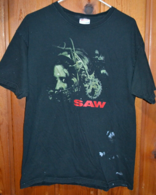SAW Movie Promo T-Shirt Adult Size L Black Vintage 2004 Jigsaw