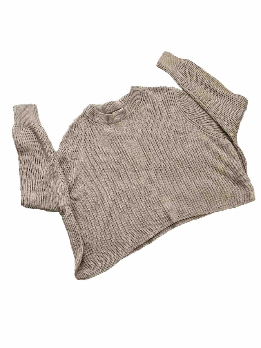 Woman’s Cotton On Beige Cropped Ribbed Sweater