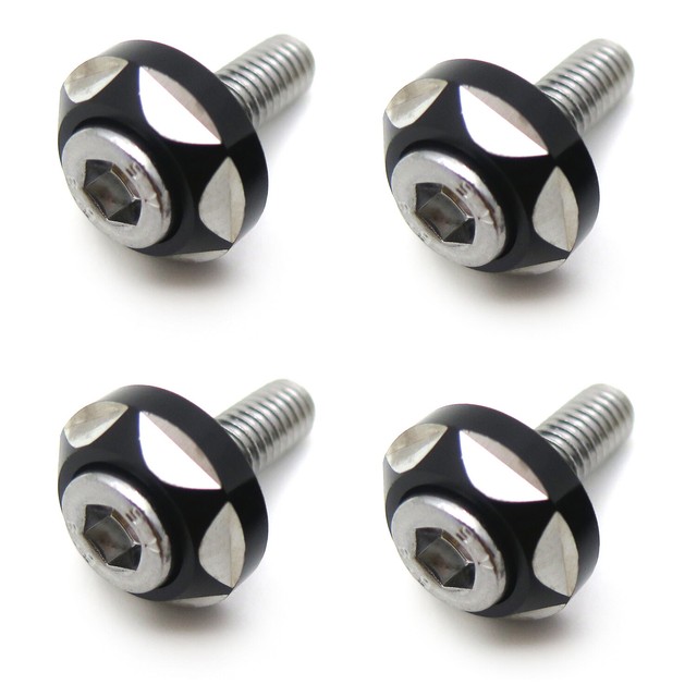 4Pcs Black Aluminum Alloy Decorative License Plate Bolt Screw for Car