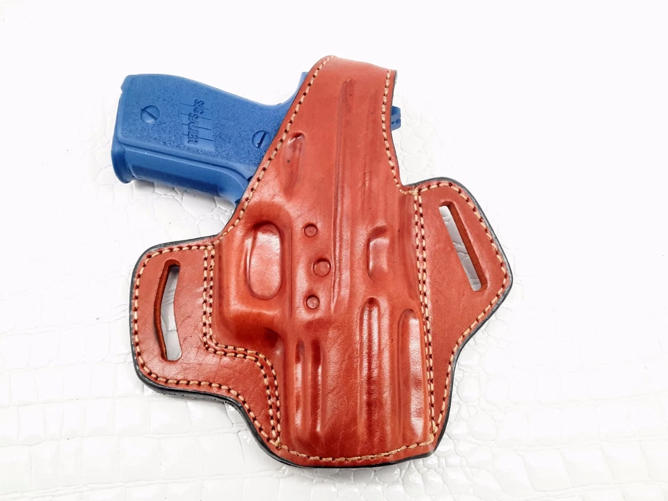 OWB Thumb Break Leather Belt Holster Fits GLOCK19 - Image 3 of 4