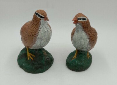 Vintage Ceramic Brown Quail Pheasant Birds Figurine Hand Painted 