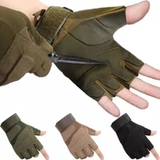 Mens Motorcycle Fingerless Half Finger Driving Biker Gloves Tactical Gloves