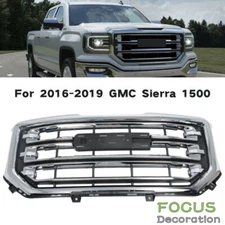 For GMC Sierra 1500 2016 2017-2019 Front Upper Bumper Grille Chrome Trim Grill