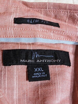 Marc Anthony Shirt Men's 2XL Pink Button Up XXL Long Sleeve Slim Fit Soft EUC