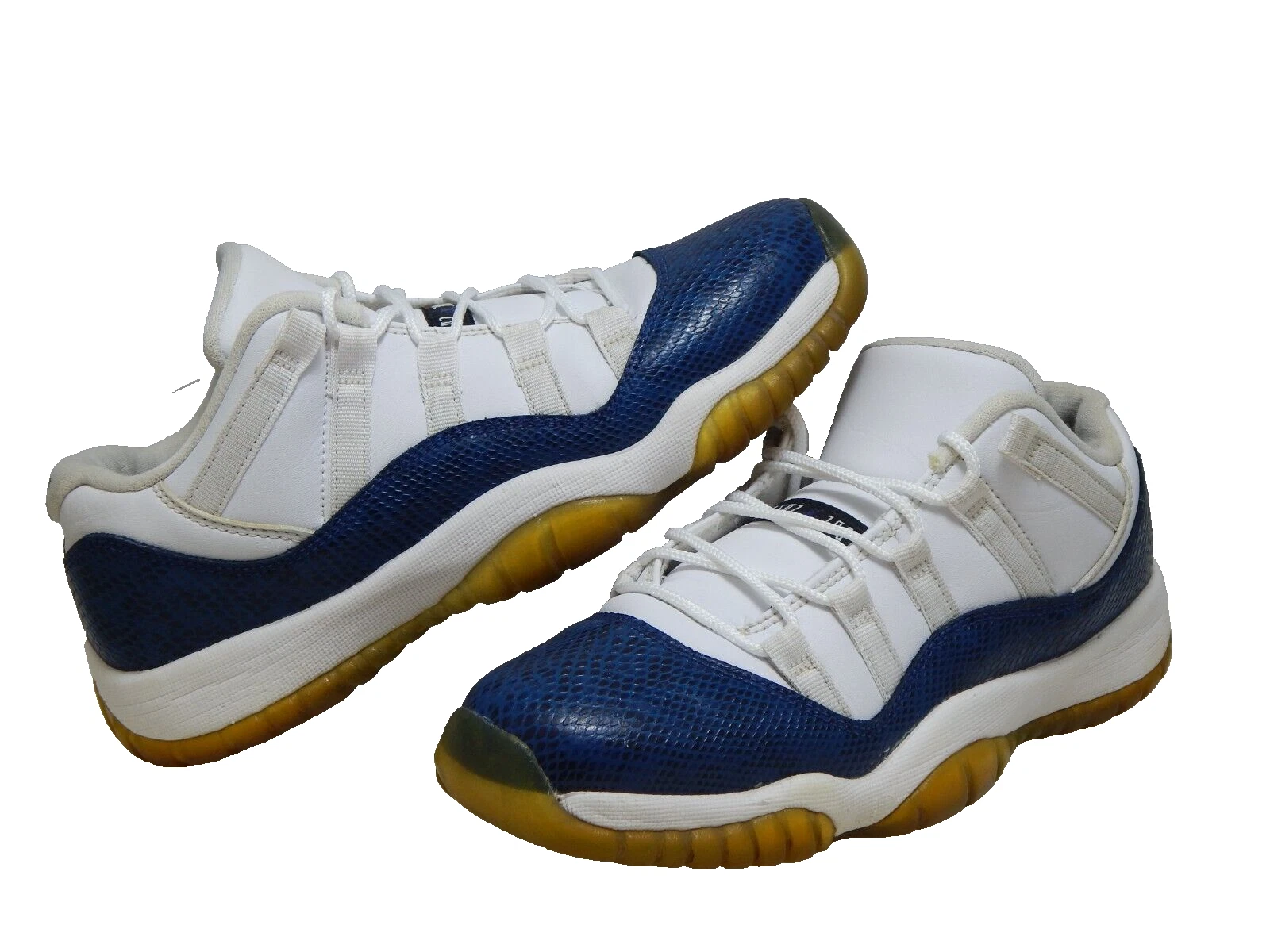 Nike Air Jordan 11 retrò basse ragazzi giovani taglia 6 5 anni pelle di serpente blu navy bianco S&H gratuito