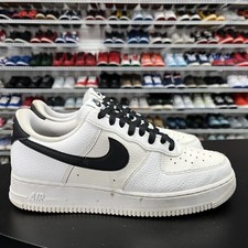 Nike Air Force 1 Low '07 White Black Pebbled Leather CT2302-100 Mens Size 10