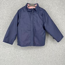 Oshkosh Girls Reversible Fleece Jacket Size 4T Navy Pink Pockets Liner Full Zip
