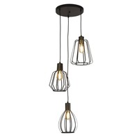 HäNgelampe HäNgeleuchte 3-Flammig E27 Ø 45 Cm Schwarz Metall Retro Esstisch