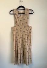 MABS Vintage Cotton Floral Sleeveless Midi Dress Square Neck Beige Lavender