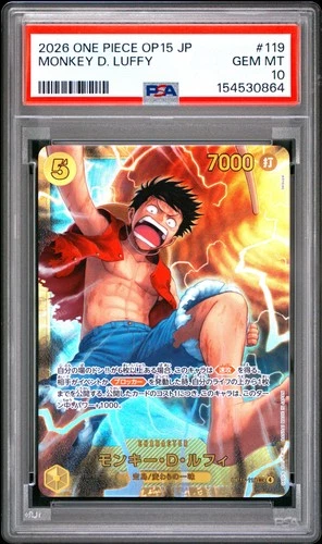 2026 ONE PIECE JAPANESE OP15-ADVENTURE ON KAMI'S ISLAND MONKEY D. LUFFY PSA 10