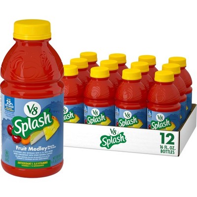V8 Splash Fruit Medley Flavored Juice Beverage 16 FL OZ Bottle Pack of 12