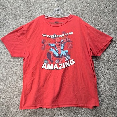 Marvel Spiderman Tis The Season To Be Amazing Red Holiday T-Shirt Mens 2XL