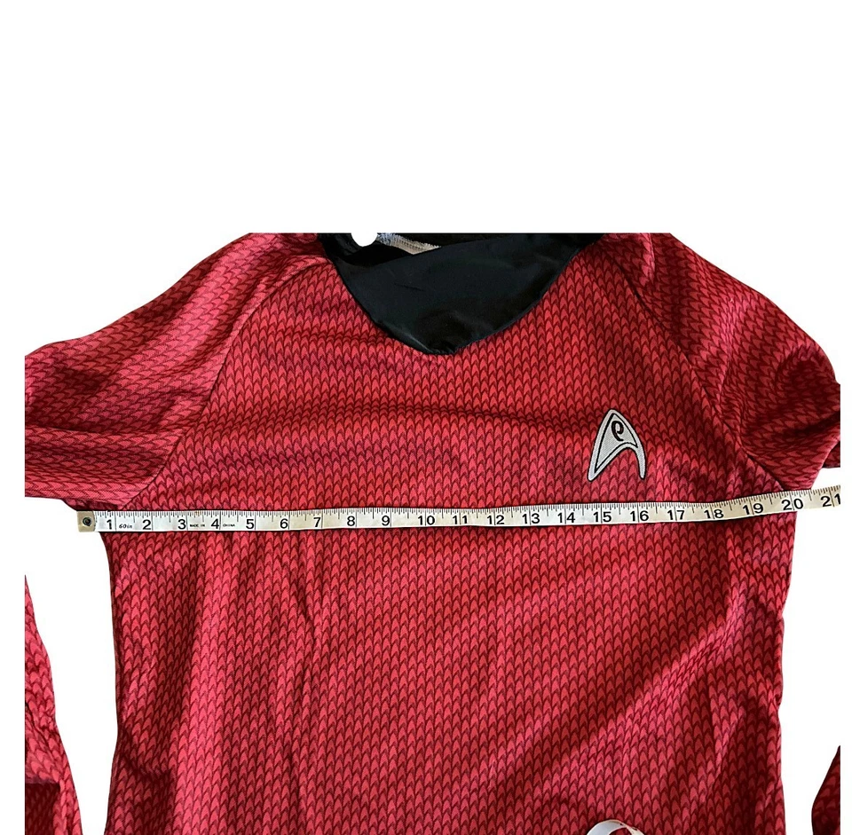 "Disfraz de camisa roja Star Trek manga larga para hombre pecho 40"" 26"" largo" Foto 2 de 4