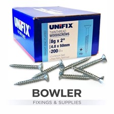 Twinthread Wood Screws Pozi Contersunk BZP 4g 6g 8g 10g 12g Various Sizes