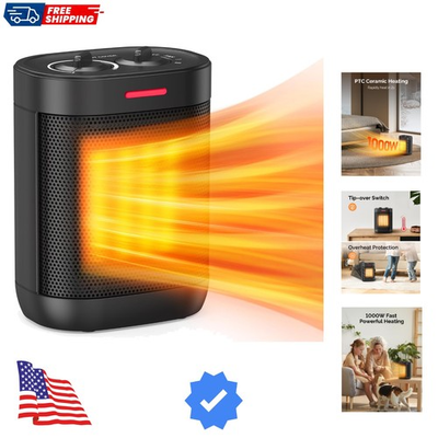 #ad 1000W Small Space Heaters for Indoor Use PTC Ceramic Personal Heater with Ov... $34.39