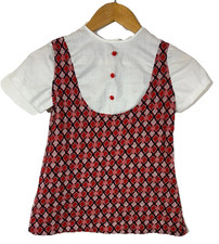 Vintage Girls Dress 8 Red White Blue JCPenney Mini Carol Evans 1970s Retro