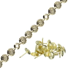 1 Meter Flower Upholstery Tacks Strips Trim Sofa Decorative Nails Gold