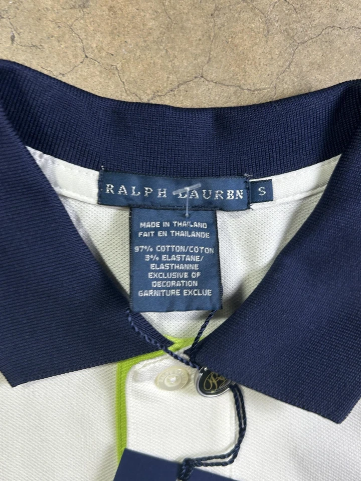 Ralph Lauren Polo Shirt Womens Small White Navy Tennis Big Pony Stretch Sport - Image 3 of 4
