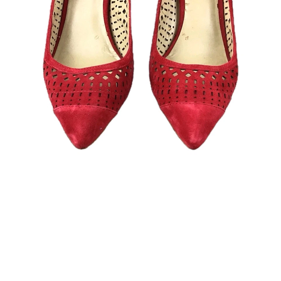 Ann Taylor туфли на высоком каблуке женщин Sz 7 M красный перфорированная кожа верхний без шнурков - Изображение 2 из 4