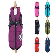 Zip Coats Pet With Harness Raincoat Waterproof Jacket Winter Dog Coat Warm Hole