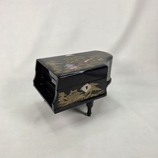 Vintage Japanese Black Lacquer Inlaid Wooden Jewelry Music Box Grand Piano