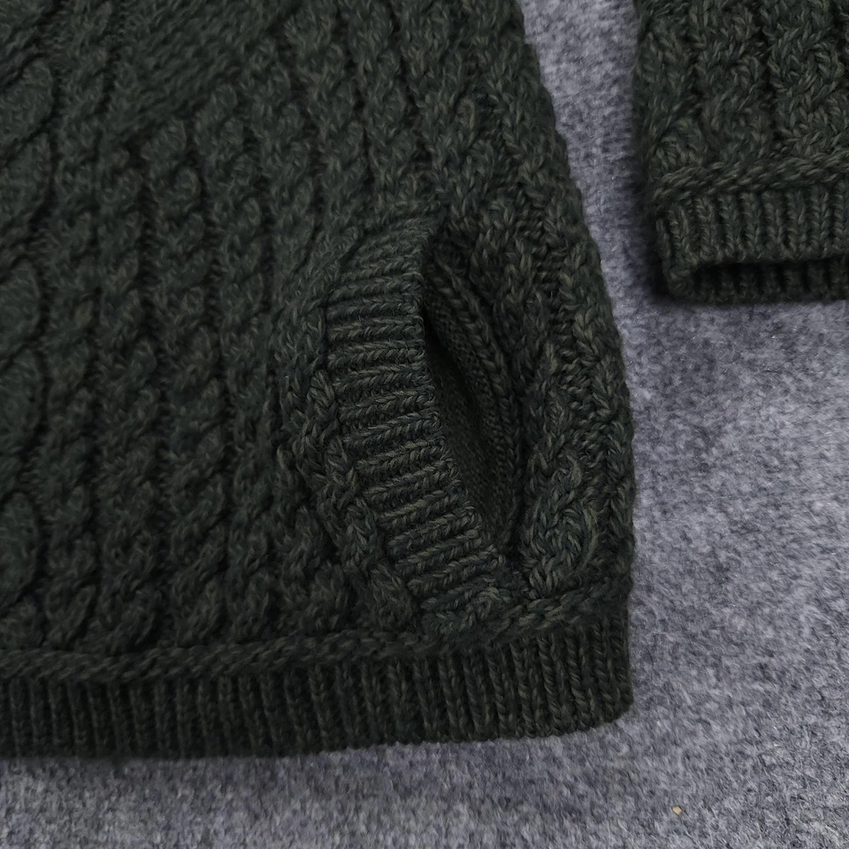 Aran Crafts Sweater Womens Large Green Cable Knit Full Zip Merino Wool Ireland - Image 4 of 4