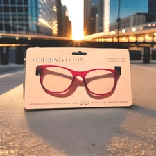 ICU Eyewear Screen Vision Glasses Filters Blue Light - Red Curve Oval