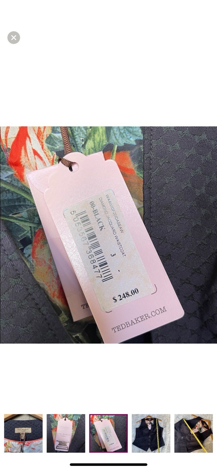 Ted Baker Textured Vest In Diamond Jaqcuard Waistcoat Size 3 image 5